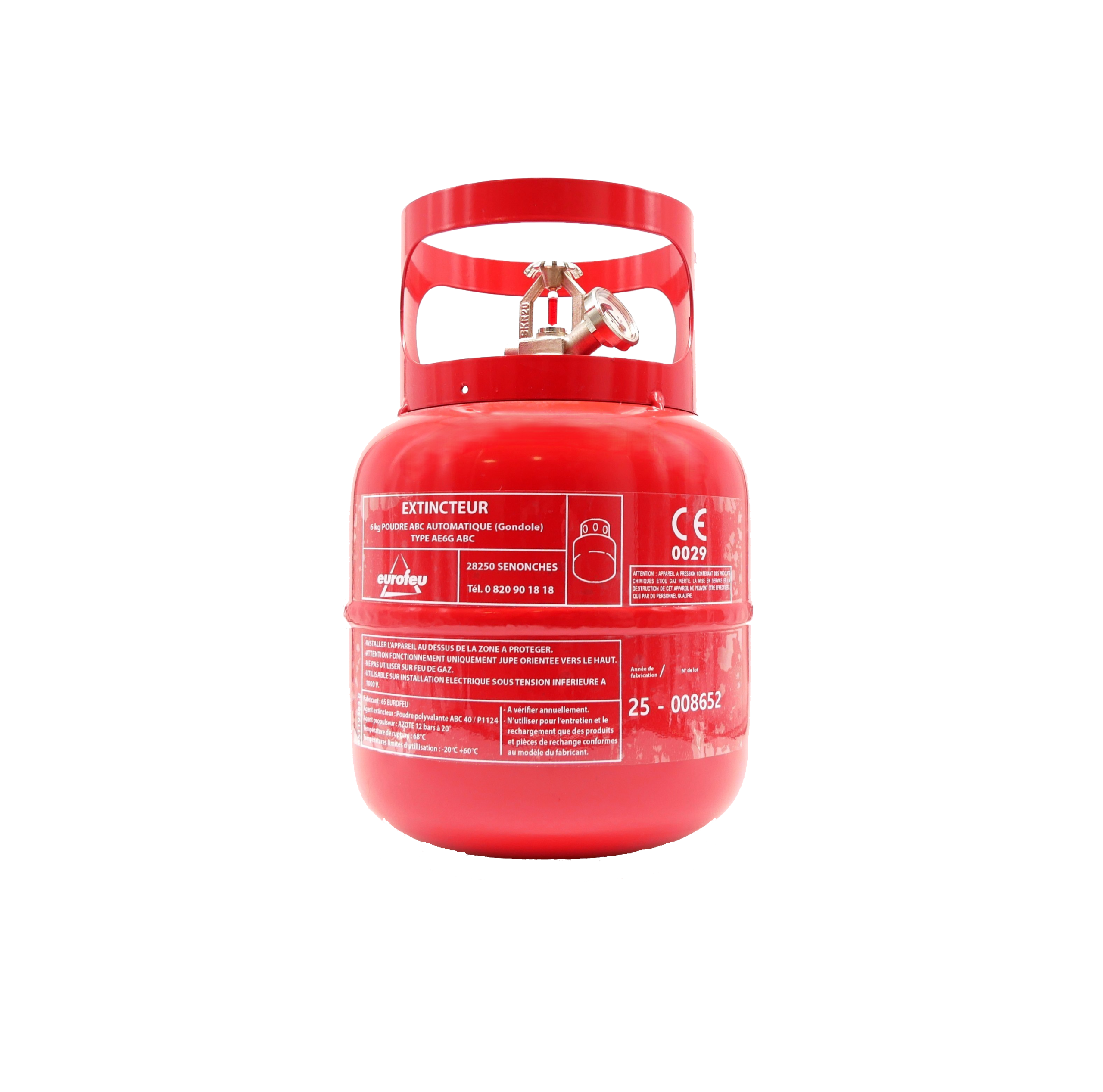 Extincteur gondole Auto 6kg poudre ABC - EUROFEU