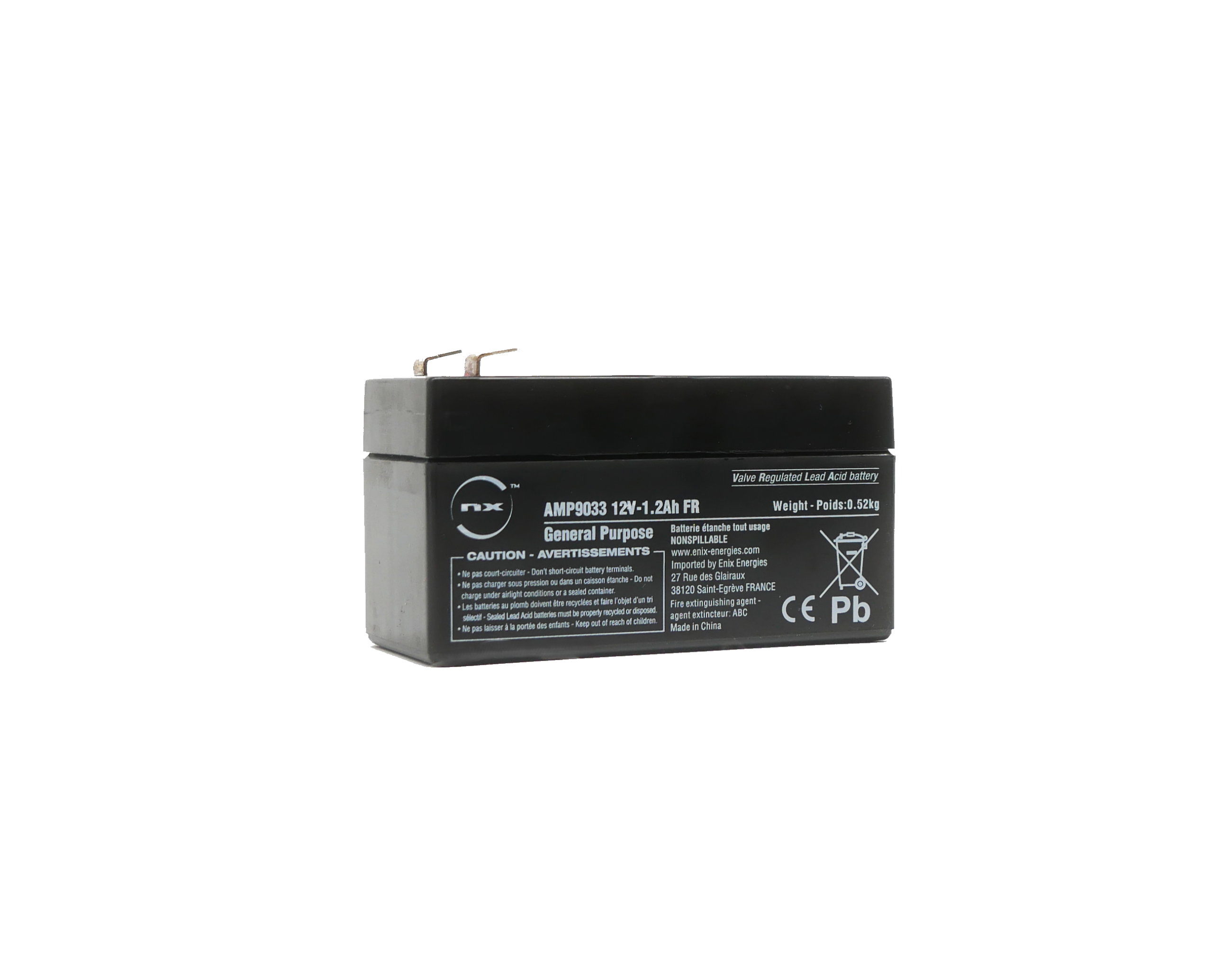 Batterie plomb AGM NX 1.2-12 Général Purpose FR 12V 1.2Ah F4.8