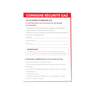 Consigne sécurité GAZ PVC vertical A4