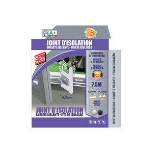 Joint isolation menuiserie blanc pour esp. de 1,5 à 4,5 m larg. 9mm long. 7,5m