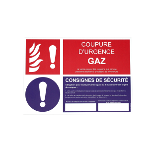 Consigne coupure GAZ PVC horizontal A4