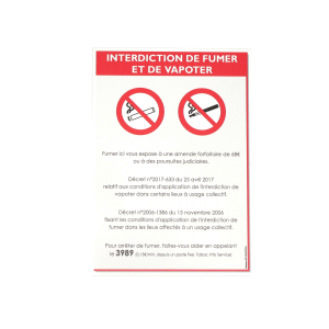 Consigne interdiction de fumer et vapoter PVC vertical A5