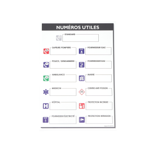 Consigne numéros utiles PVC vertical A4
