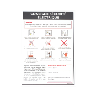 Consigne sécurité électrique PVC vertical A4
