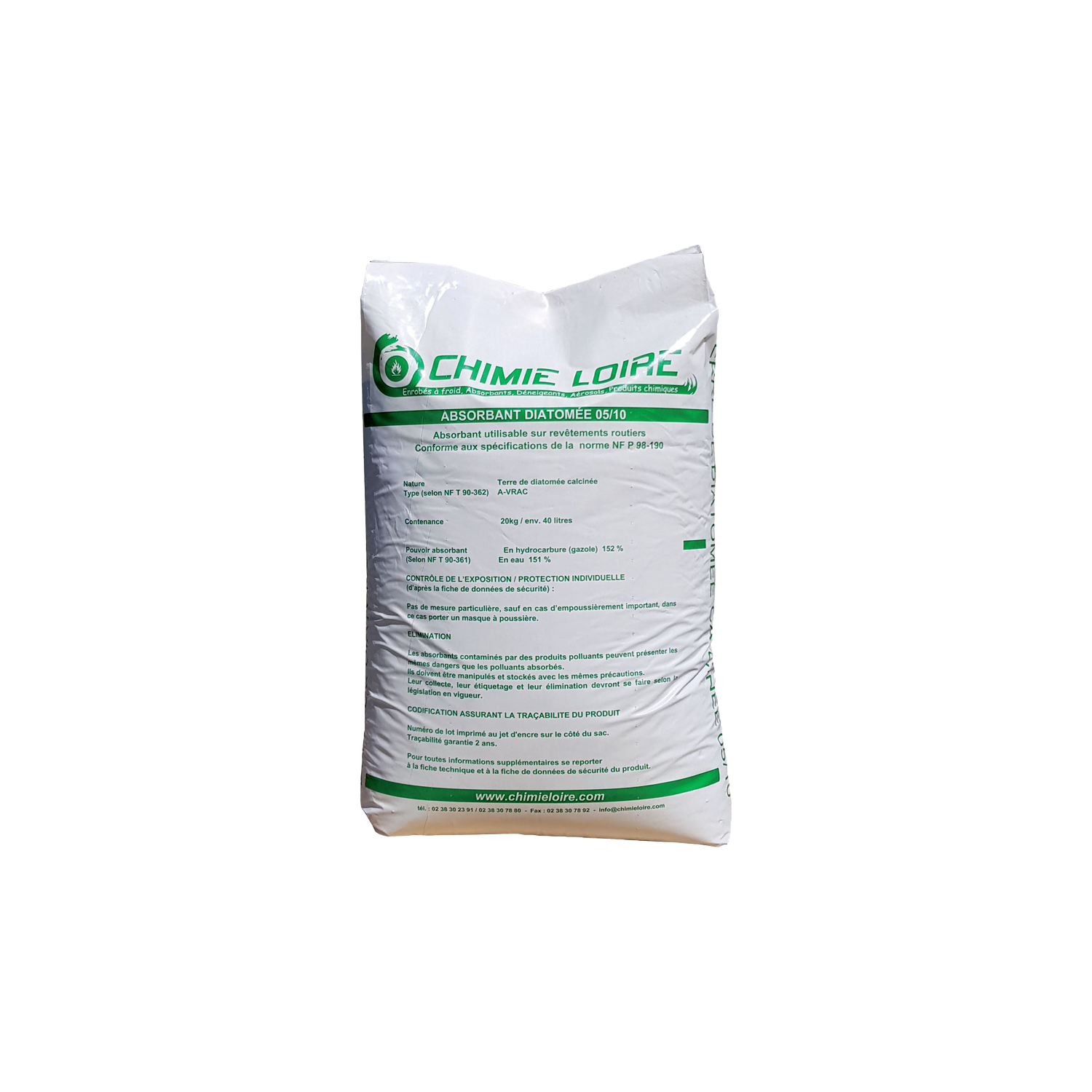 Absorbant minéral à base de terre de diatomée calcinée - Sac de 20kg